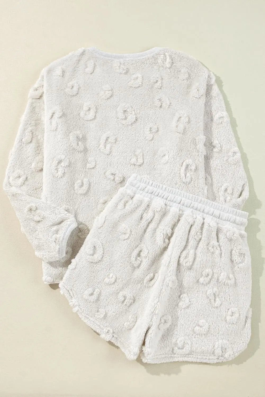 Light grey leopard fleece lounge set - Love Salve